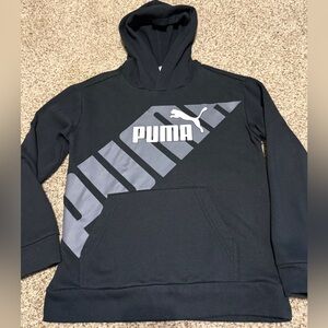Puma Black Hoodie with Diagonal Gray Logo